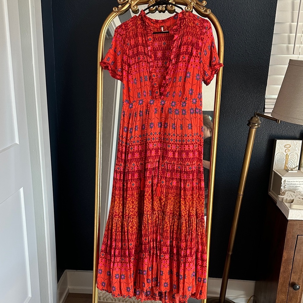 Free People Red and Blue Maxi Dress